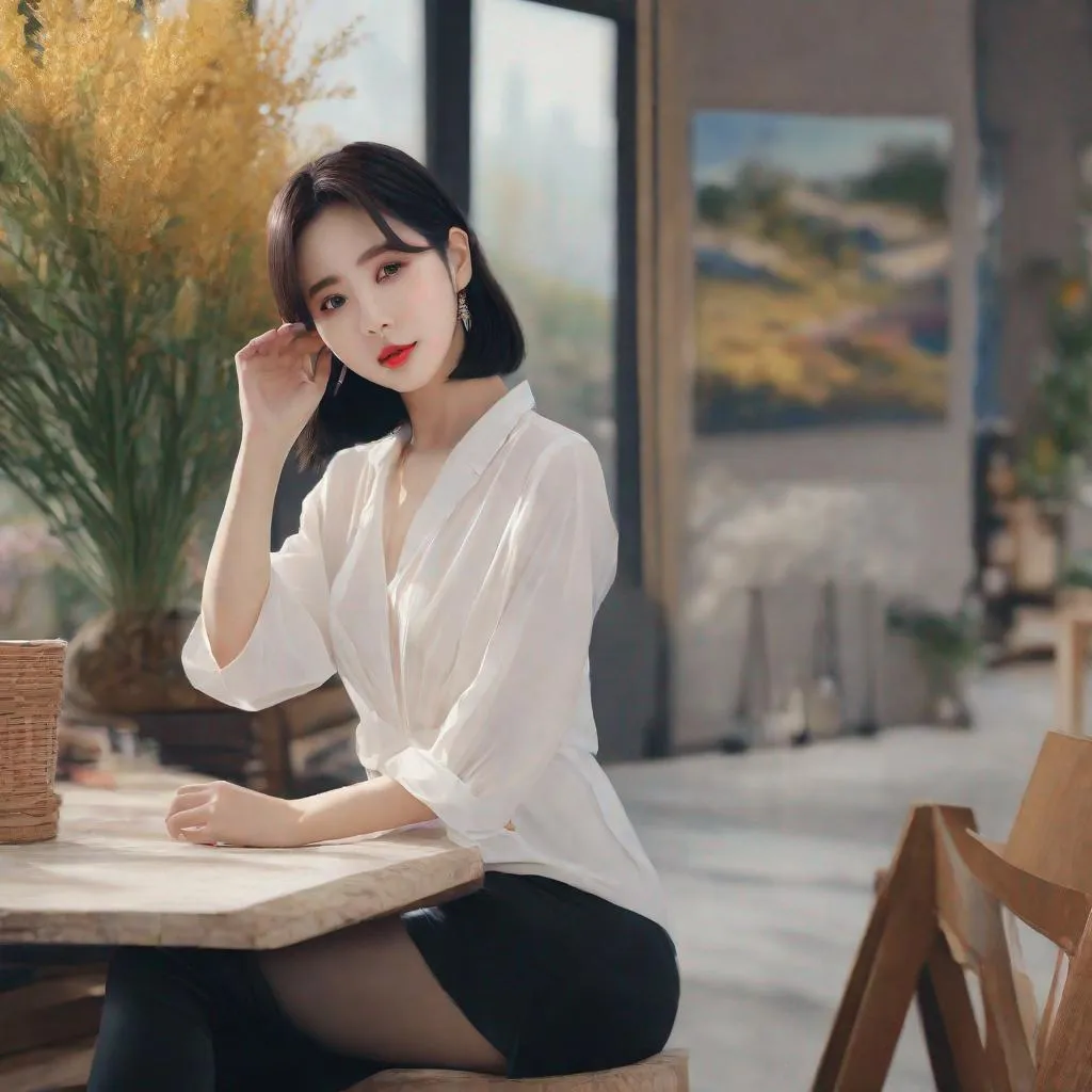 Prompt: eunha,  slim thick, uhd, realistic, 4k, 8k,  photoshoot, girl painting