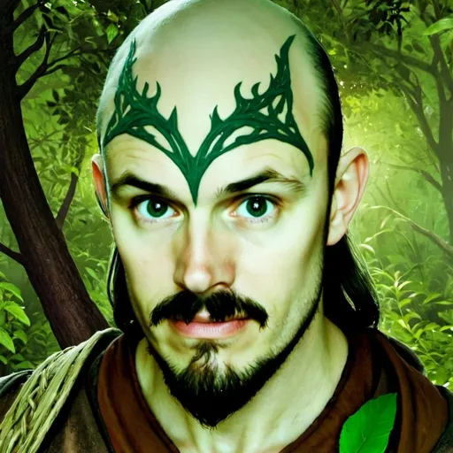 Prompt: Forest druid, elven, male, trim beard style