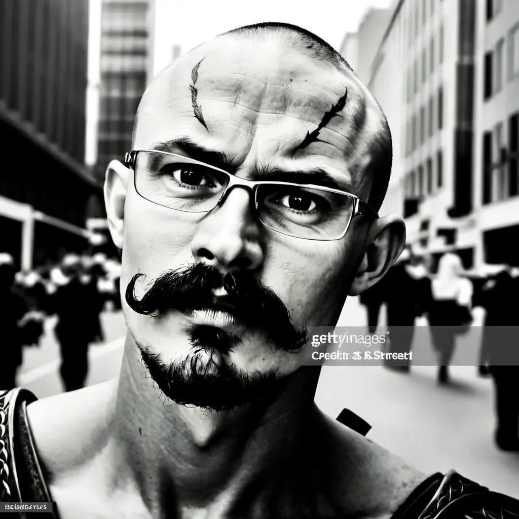 Prompt: photograph of a strong male elven ranger on a modern city street