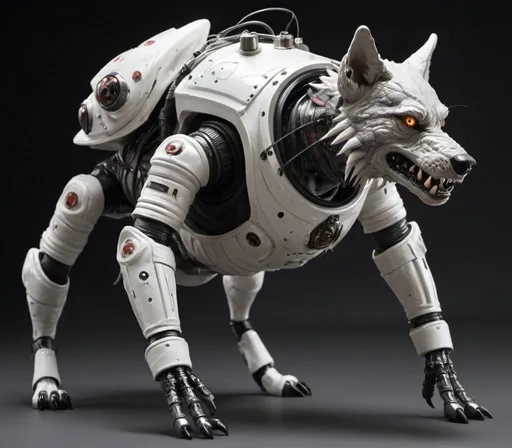 Prompt: The creature as if a wolf and a spider mated and wearing an armored spacesuit

