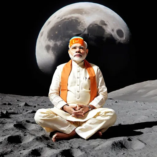 Prompt: Narendra Modi meditation on moon