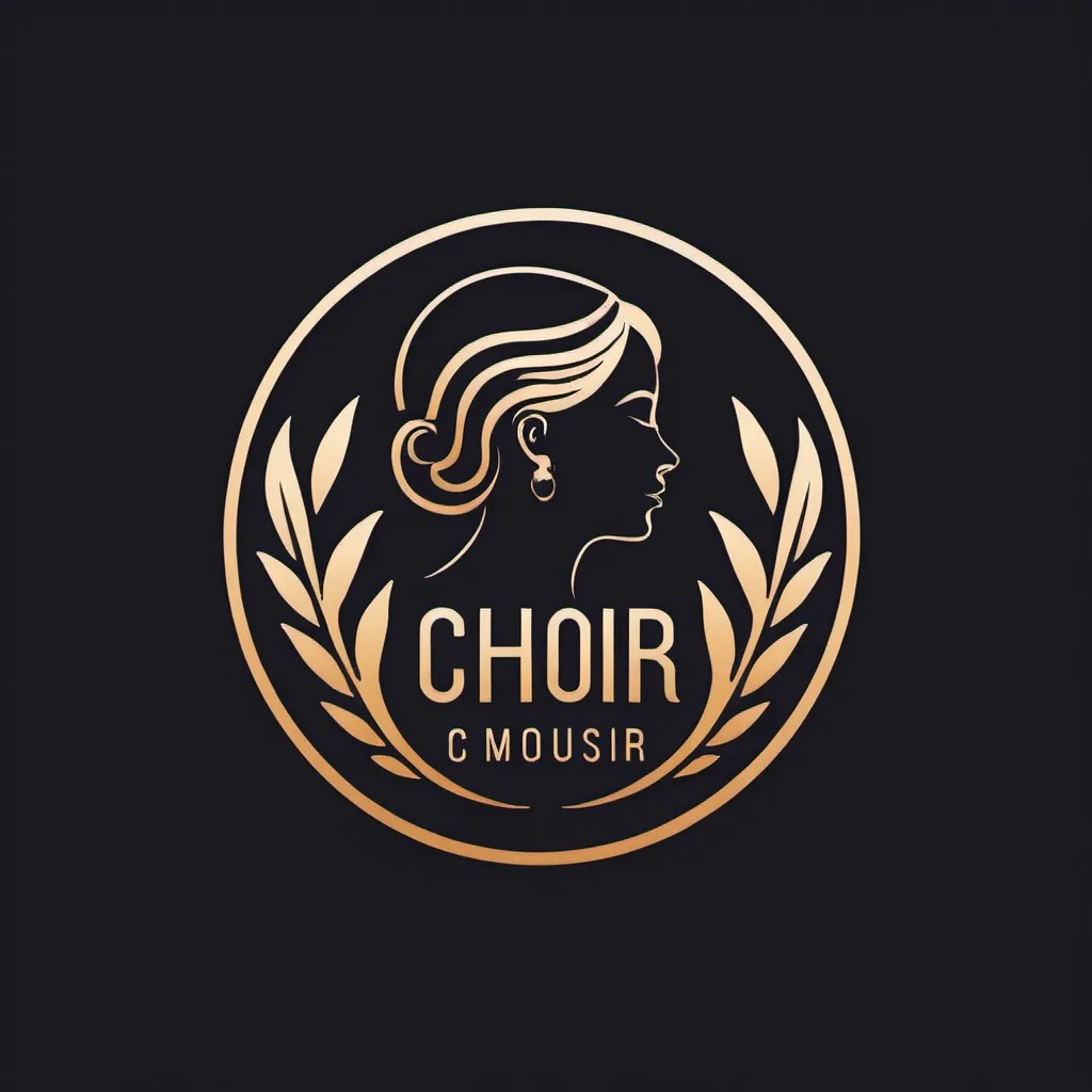 Prompt: Create a modern logo for a women's choir that references music. The logo should be on a transparent background and use a maximum of three colors