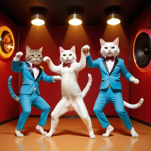 Prompt: (Four cats are dancing in a discotheque)