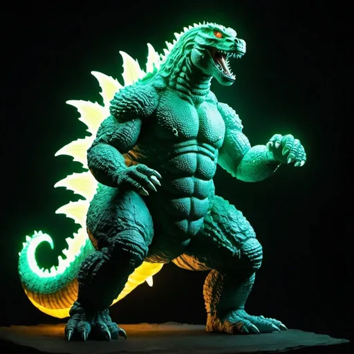 Prompt: make a image of glow Godzilla