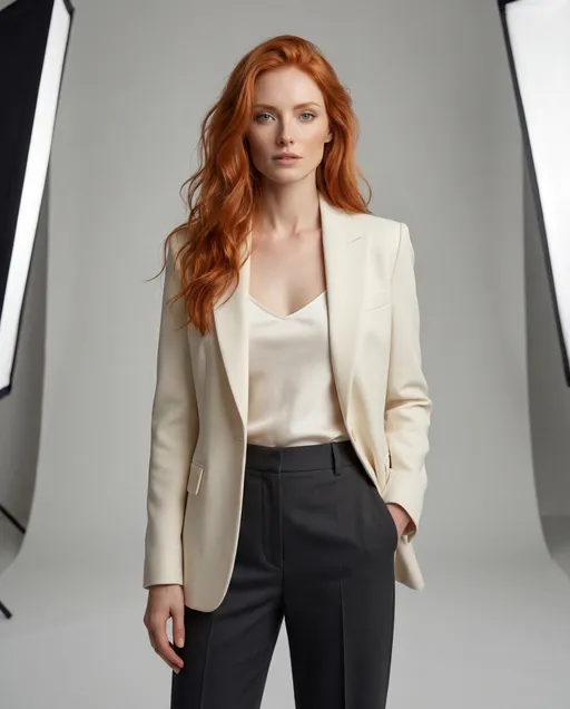 Prompt: @wvIcHzoLgWCCJNI2h3cZ fashion editorial photoshoot,
vertical composition,
medium shot, half body visible,
camera at chest level,
subject standing upright,
arms visible,
face and upper torso fully in frame,
subject centered,
no cropping,
neutral studio background,
modern minimalist outfit,
natural confident pose,
soft diffused studio lighting,
Vogue style photography,
photorealistic,
high detail