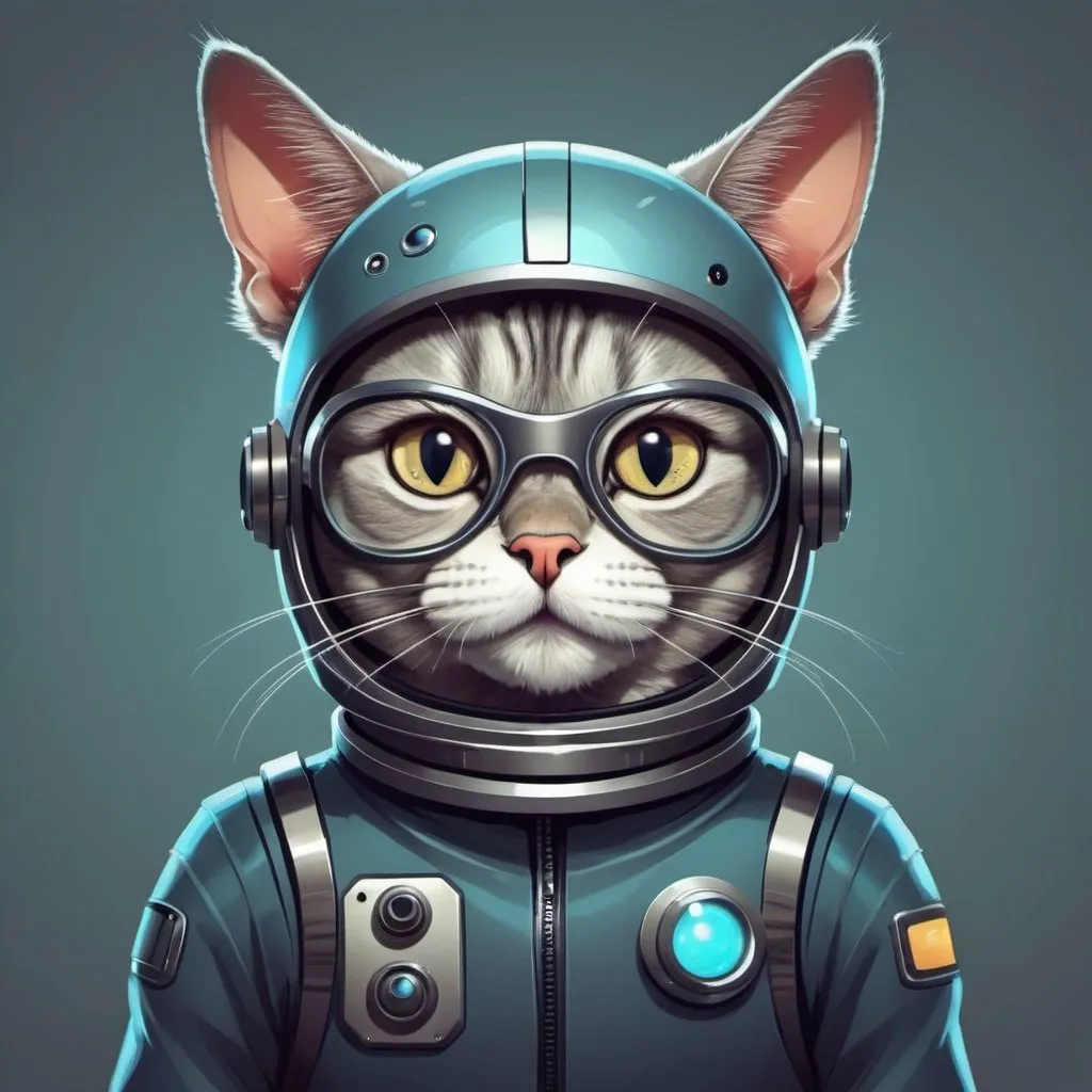 Prompt: a science fiction cat cartoon style