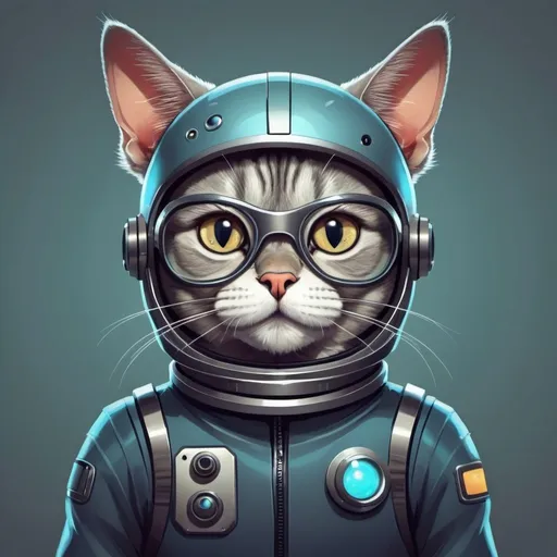 Prompt: a science fiction cat cartoon style