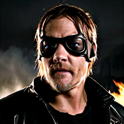 Prompt: norman reedus as ghost rider
