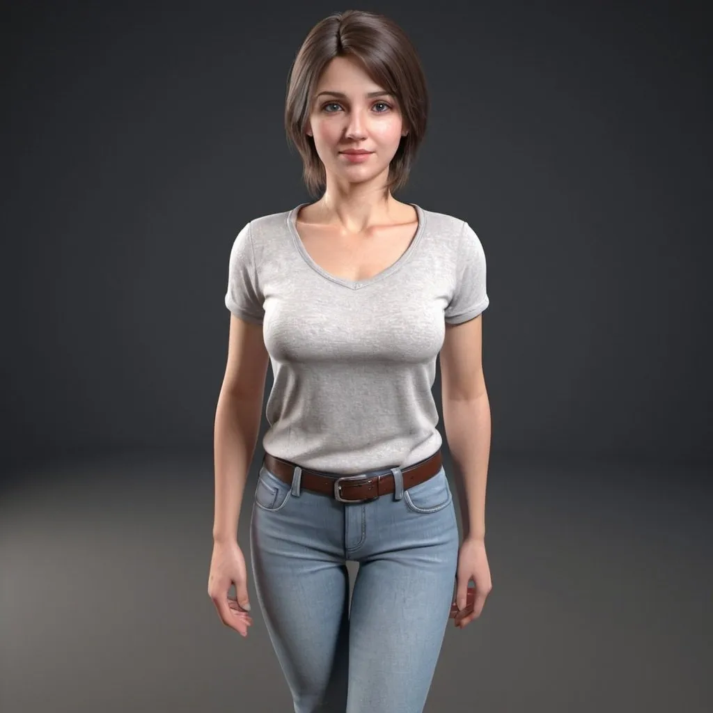 Prompt: attractive 3d model casual dressed