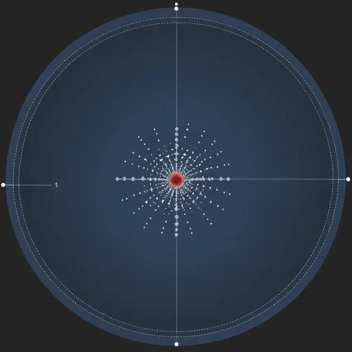 Prompt: Create a Mandelbrot set for a circle on the x axis and y-axis by adding a tripling effect on the circle in both positive and negative integers. Animate the zooming in and zooming out effect with the numbering of where the tripling effect takes place.