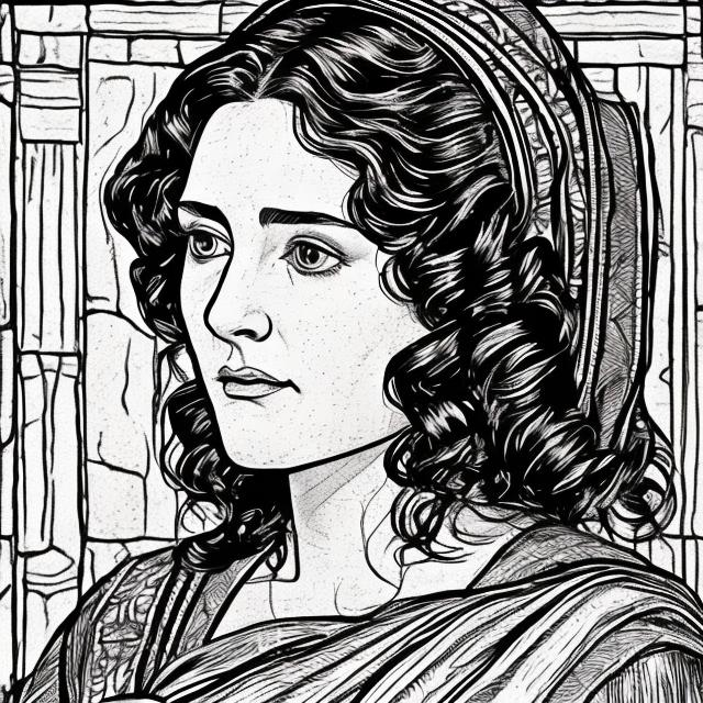 Prompt: Beautiful Ruth from the bible line art
