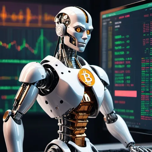 Prompt: Automated Crypto trading bot with high yield profit with bitcoin in background