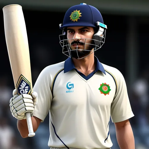 Prompt: Create my image as stylish batsman