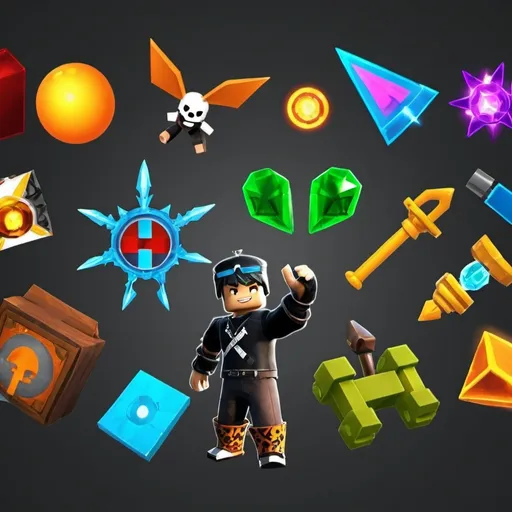 Prompt: roblox new game charcters and items icons and it look so cool