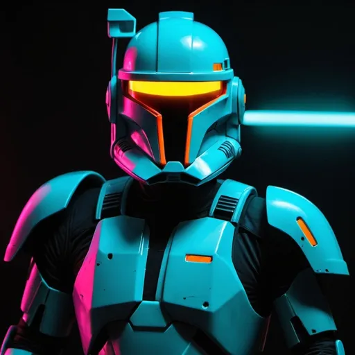 Prompt: A neon clone commando 
