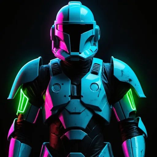 Prompt: A neon clone commando 
