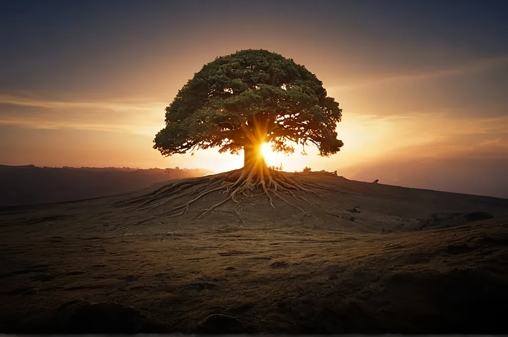 Prompt: What miracle is this? This giant tree.
It stands ten thousand feet high
But doesn't reach the ground. Still it stands.
Its roots must hold the sky