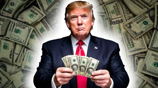 Prompt: a picture of donald trump with dollars in his hands