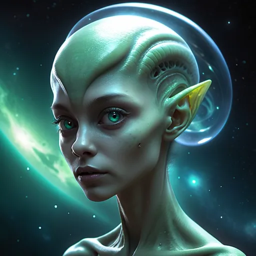 Prompt: profile image of an alien girl