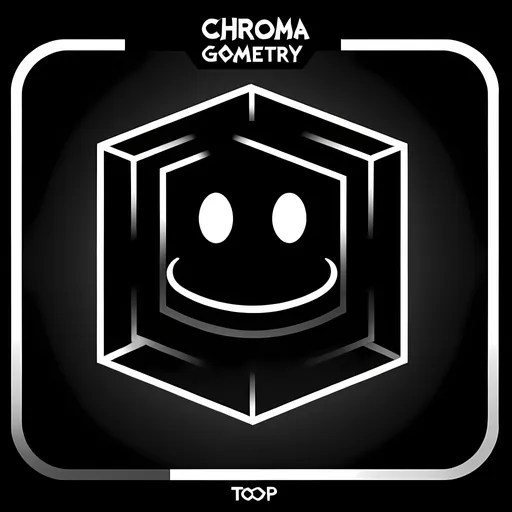 Prompt: Top 1 extreme demon geometry dash named “chroma” black and white with text that says “Chroma” and “top 1” below “chroma”.