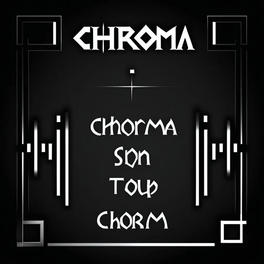 Prompt: Top 1 extreme demon geometry dash named “chroma” black and white with text that says “Chroma” and “top 1” below “chroma”.