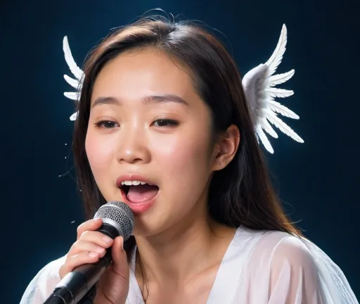 Prompt: Asian, angel singing in the sky