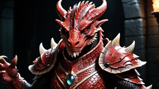 Prompt: (red Argonians ), vibrant red hues, intricate scales, sharp horns, fierce expression, dramatic detailing, vivid eye color, cinematic lighting, majestic aura, fantasy creature design, intense features, highly detailed textures, 4K quality, bold contrast against a dark background, enchanting atmosphere, illustrating power and mystique.