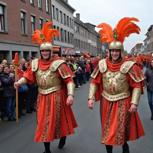 Prompt: carnival in aalst parade with romans
