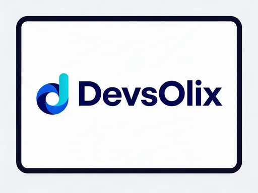 Prompt: A modern professional tech company logo for “DevsOlix”, featuring a stylized letter D icon inspired by software development and digital flow, clean minimal flat design, lowercase custom sans-serif typography, color palette of deep navy blue, royal blue, and cyan accent, white background, high-resolution vector style, corporate startup branding, minimal, futuristic, clean geometry
