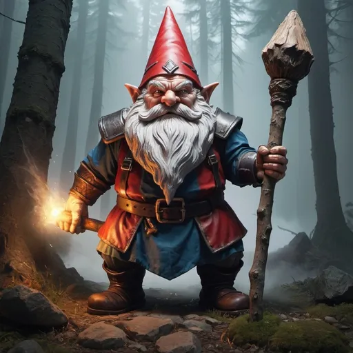 Prompt: Giant evil gnome with powerful stick