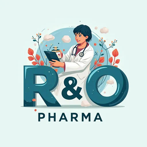 Prompt: Crea un logotipo relacionado a la medicina con el nombre de la empresa "R&O Pharma"con un poco de ilustraciones que se vea vibrante puedes añadir imagenes pero no excesivos