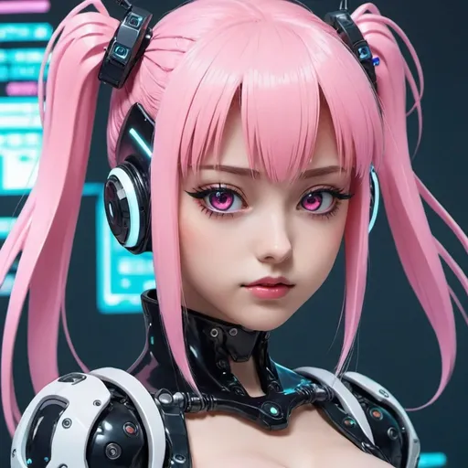 Prompt: cyber girl anime 