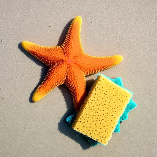 Prompt: A starfish and a sponge 