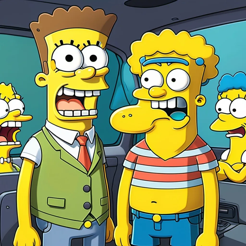 Prompt: Spongebob in 2d simpson style