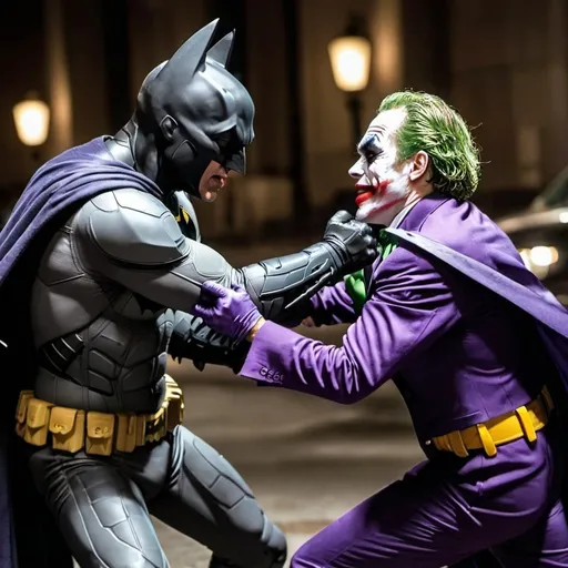 Prompt: batman fighting with joker