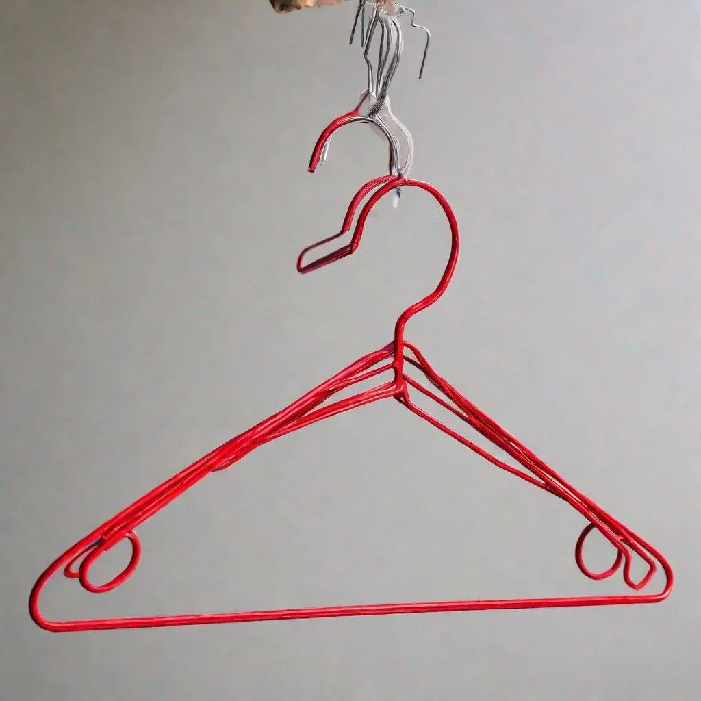 Prompt: red wire hanger