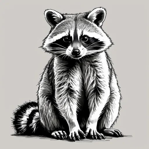 Prompt: HAND DRAWN RACOON LINE DRAWING REALISTIC FULL BODY
