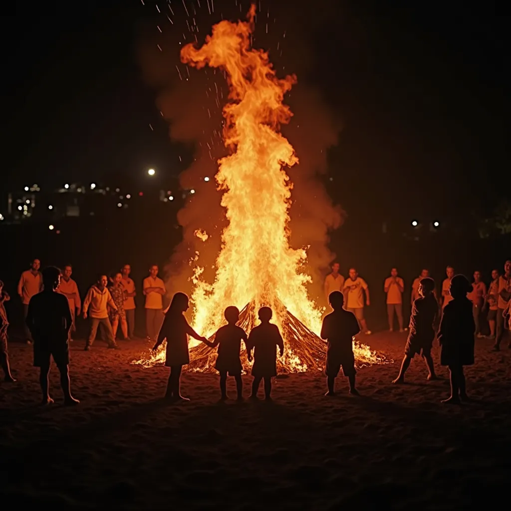 Prompt: Image de la bannière pour youtube.
une communauté au tour du feu la nuit
 