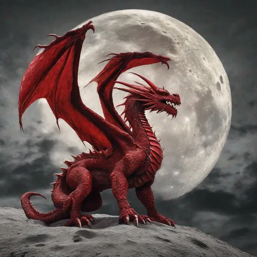 Prompt: red dragon on the moon