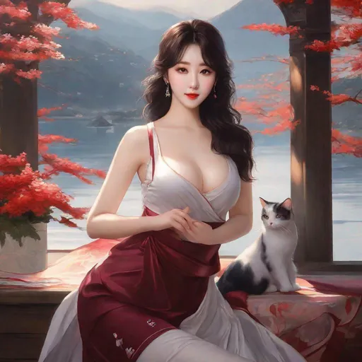 Prompt: My prompt> Humble, Masterpiece, Kang Mina type face, Kang Mina type body, 20 year old milf, from his pov,  ulzzang, realistic kpop idol,  dark burgundy hair, beautiful woman, big chest, B cup, uhd, realistic, 4k, 8k, photoshoot, extremely high definition, perfection, Hokusai type painting,  cat girl, dog girl, fox girl, playboy, scenic, portrait, insanity, breathtaking, iridescent, complex, impressive, remarkable, glorious, grandiose, sumptuous, luxurious,  wearing only small shirt she show his boobsl nakedf
