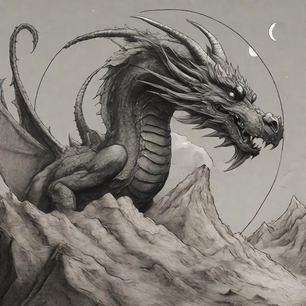 Prompt: dragon on the moon