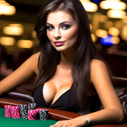 Prompt: Poker
Cash game
Beautiful girl