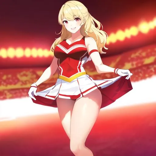 Prompt: gorgeous beautiful american USC university cheerleader song girl in white and red and gold USC cheerleader small uniform, white cheerleader skirt, full body shot, slender toned thighs, beautiful face, nice sweet smile, pretty white teeth, shoulder length hair, in a football stadium standing looking into camera, saturated colors, high quality, high resolution, hyper detailed, super detailed, render, CGI winning award, hyper realistic, ultra realistic, UHD, HDR, 64K, RPG, UHD render, HDR render
