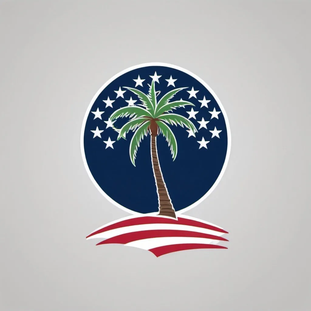 Prompt: Palm tree with a USA flag on it, logo, perfect
