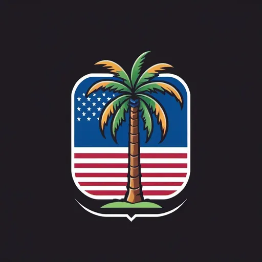 Prompt: Palm tree with a USA flag on it, logo 
