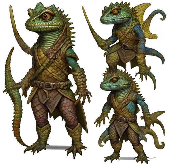 Prompt: A lizard folk ranger with chameleon features for dungeons and dragons
