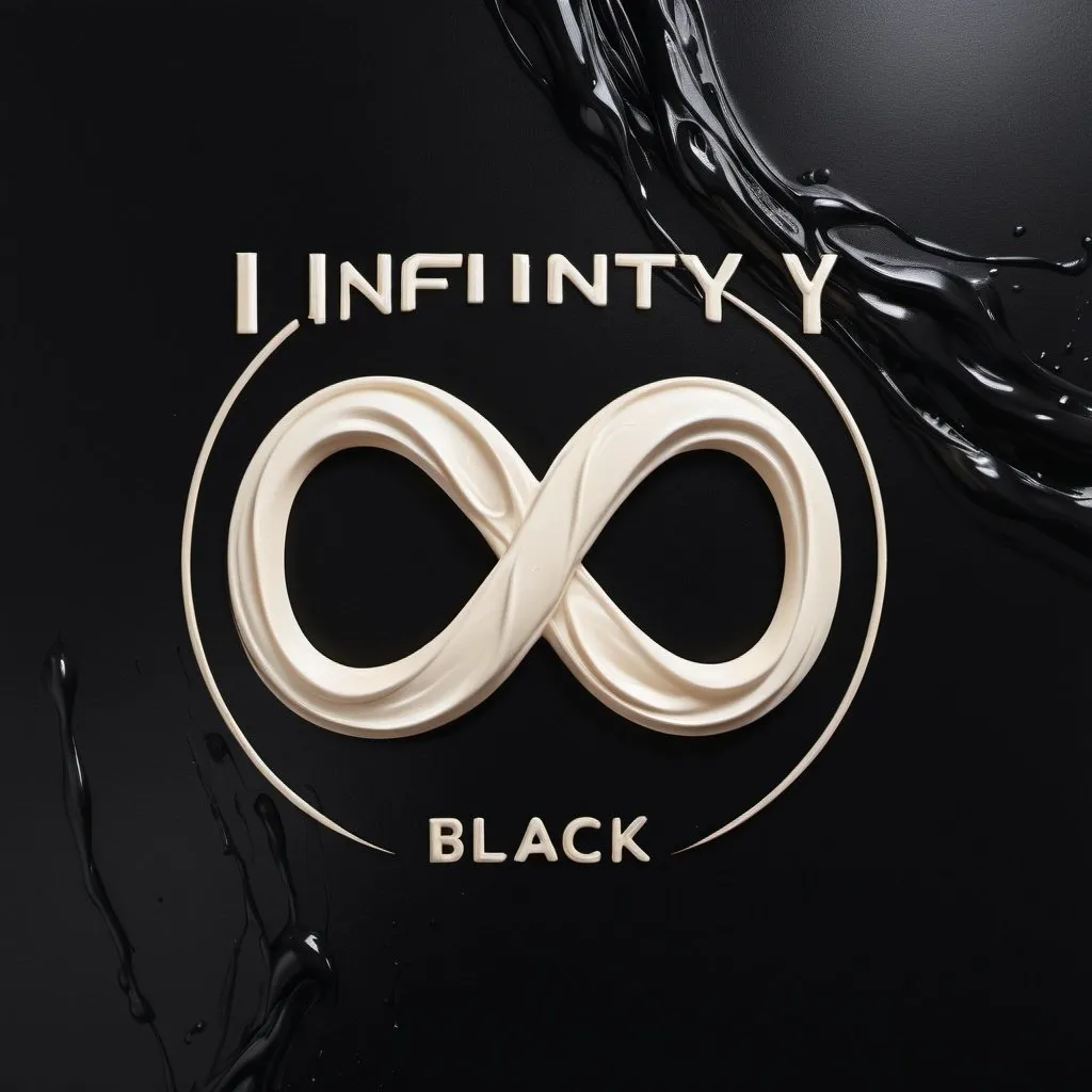 Prompt: Creamy oil painting of INFINITY black clothing line logo, elegant and stylish, creamy texture with rich details, high quality, luxurious, elegant, black and white color scheme, professional lighting, detailed lettering, glossy finish, artistic, fine art, sophisticated, minimalist design