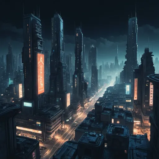 Prompt: a metropolis city in the night, extremely lively, not really crowded and futuristic, dystopian scenery 