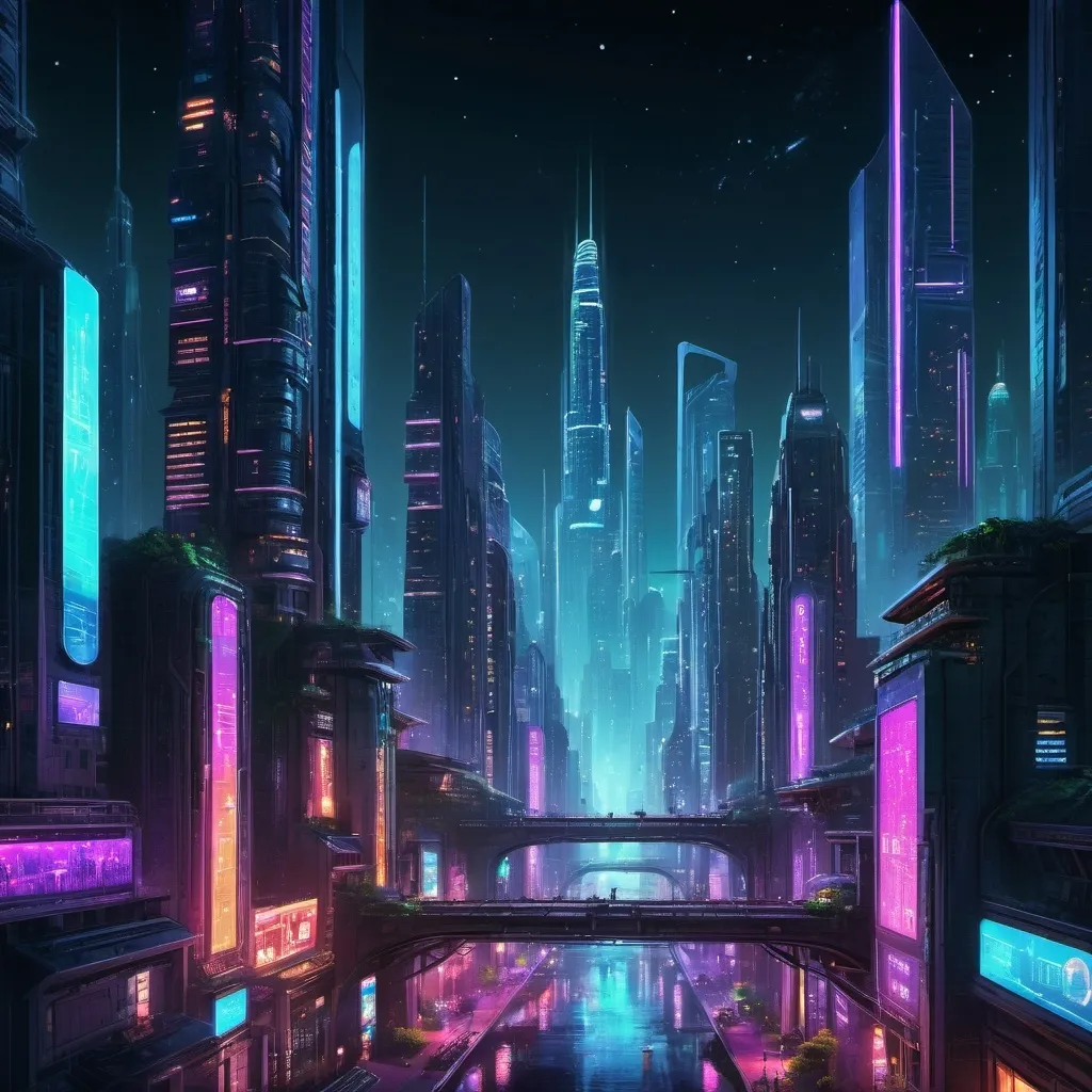 Prompt: a metropolis city in the night, extremely lively, not really crowded and futuristic, dystopian scenery 