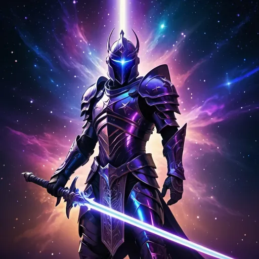 Prompt: Star knight with glowing sword